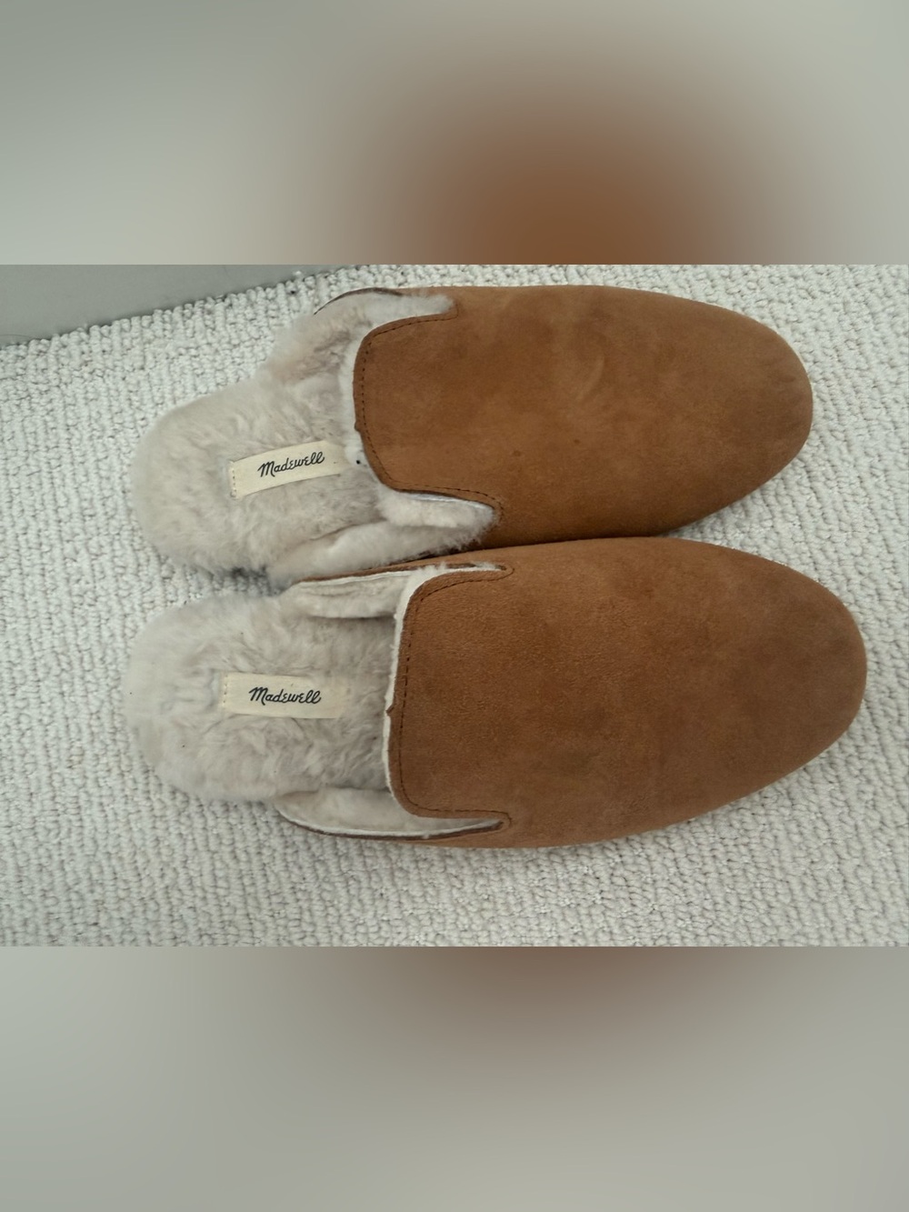 Madewell Brown Suede Shearling Slip-On Mules - Picture 2 of 4